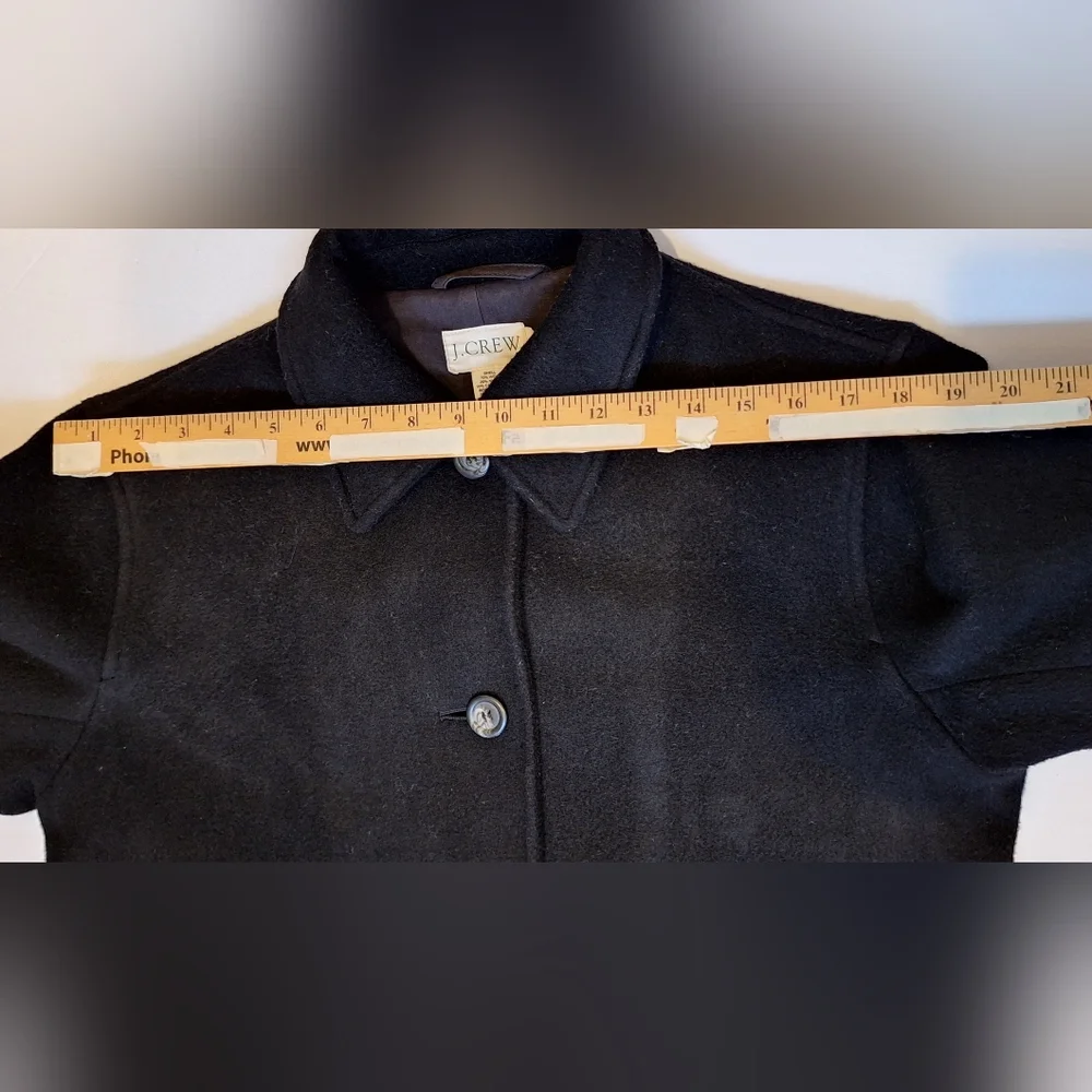 Vintage J. Crew Wool Pea Coat Black Single Breasted Preppy Academia Womens PS - Picture 10 of 13